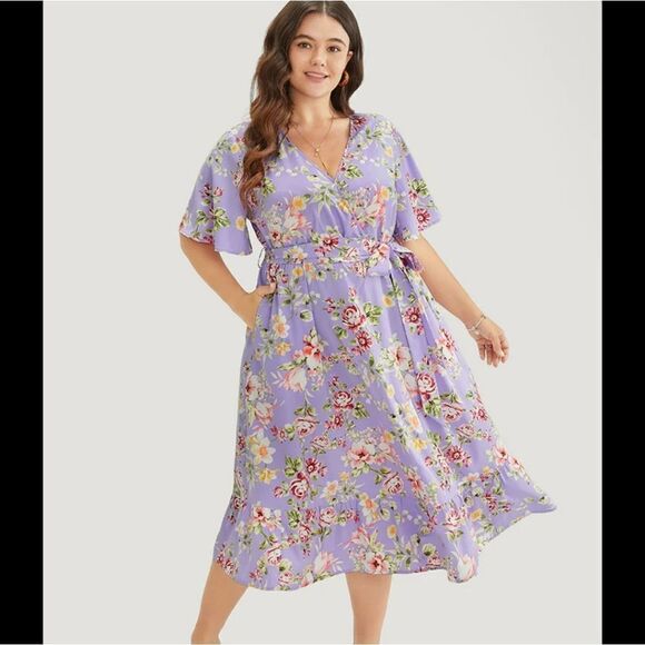 NWT BloomChic purple floral dress 30/ 6X - Picture 1 of 9